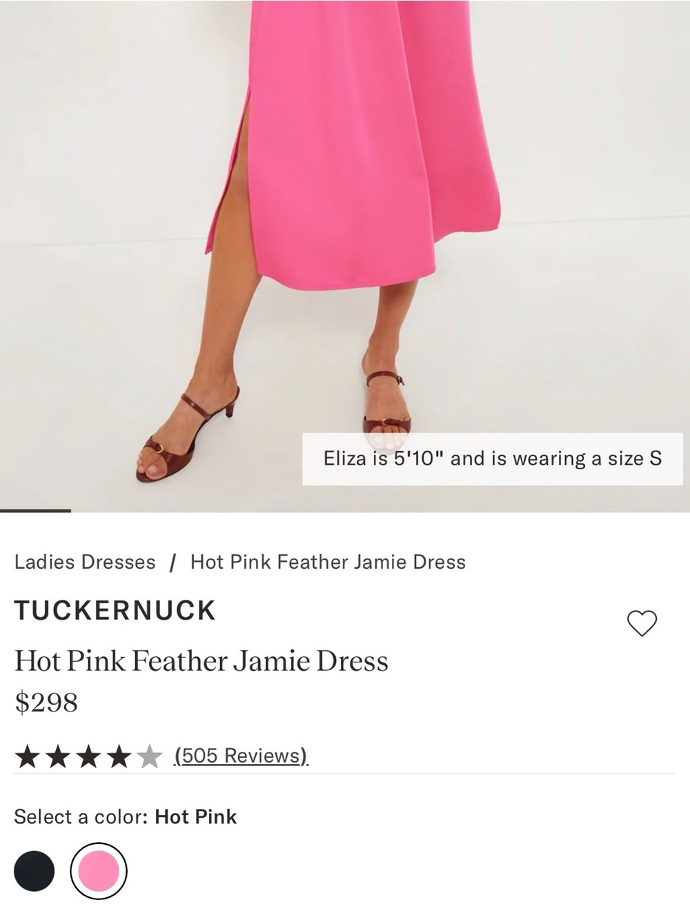 Tuckernuck Hot Pink Midi Dress with Side Slit - Picture 2 of 4